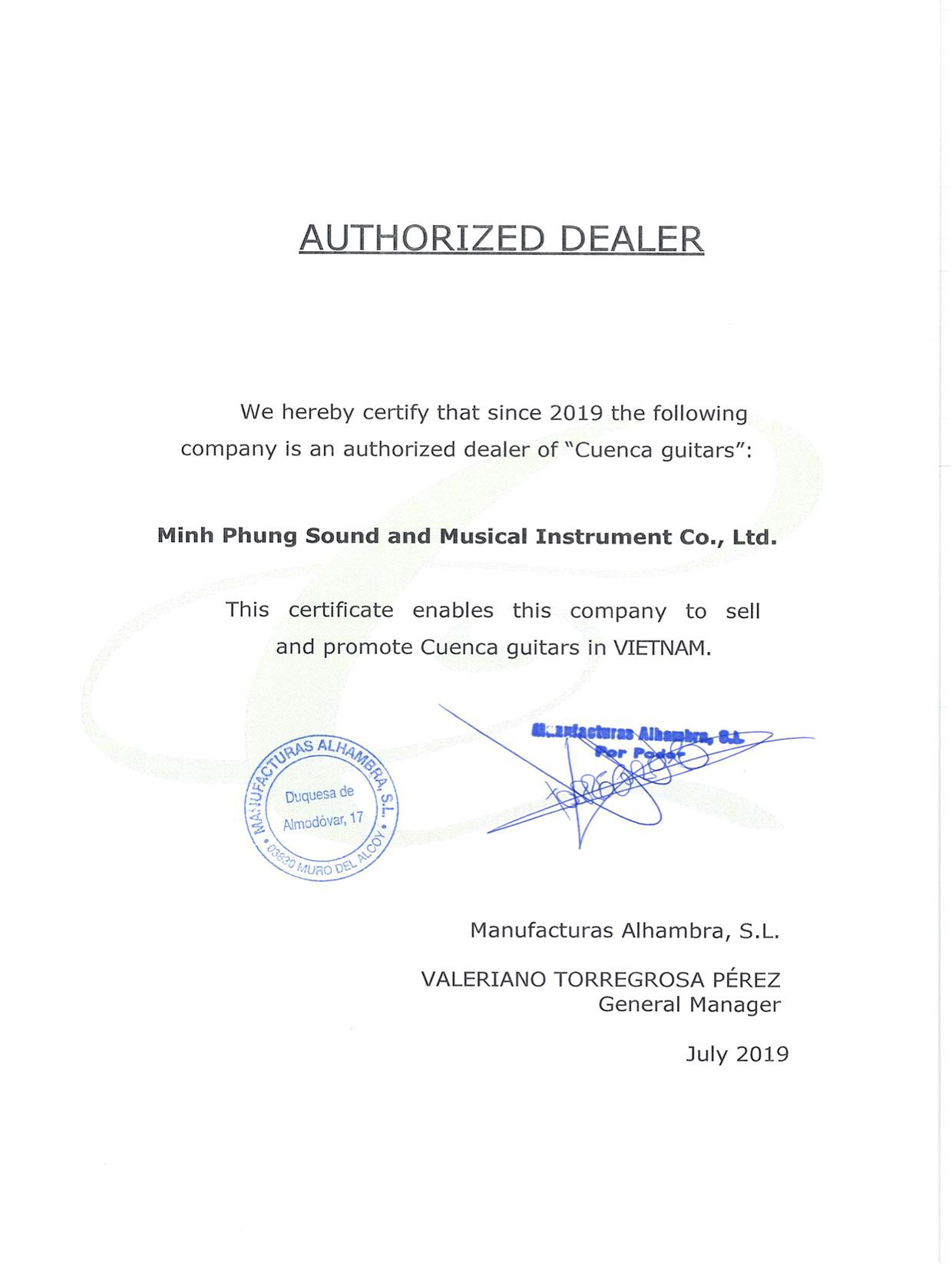 CÔNG TY PHÂN PHỐI ĐỘC QUYỀN CUENCA TOÀN QUỐC TẠI VIỆT NAM