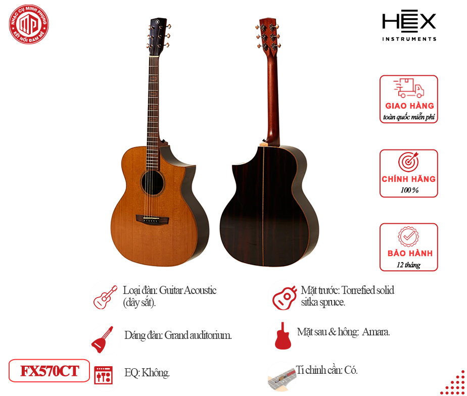 Đàn Guitar Acoustic HEX FX570CT