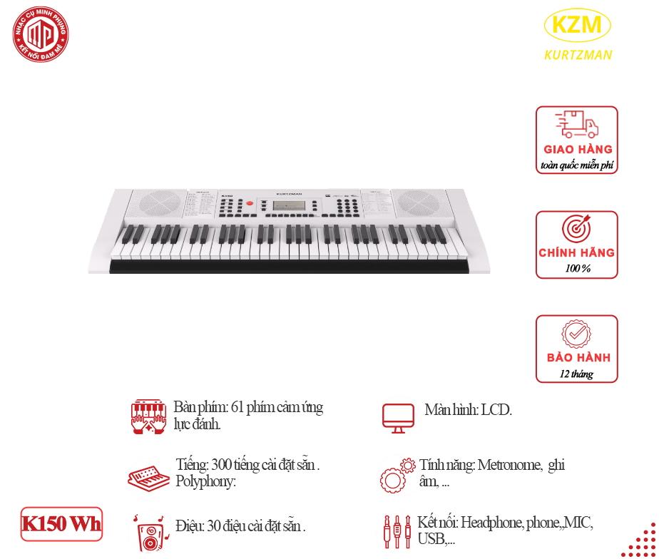 Đàn Organ Kurtzman K150 trắng